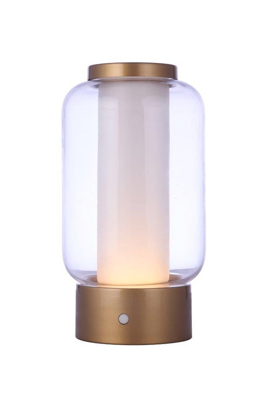 Outdoor Rechargeable Dimmable LED Portable Lamp w/ Glass Shade, SB