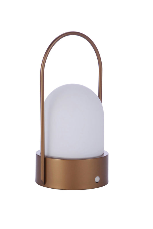 Outdoor Rechargeable Dimmable LED Portable Lamp with Glass Dome Shade, SB, Wet