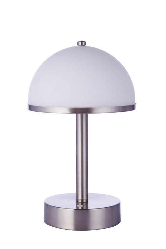 Indoor Rechargeable Dimmable LED Portable Lamp with Glass Dome Shade, BNK