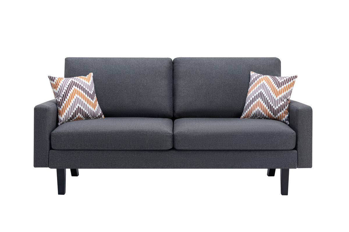 Bahamas Dark Gray Linen Sofa with 2 Throw Pillows