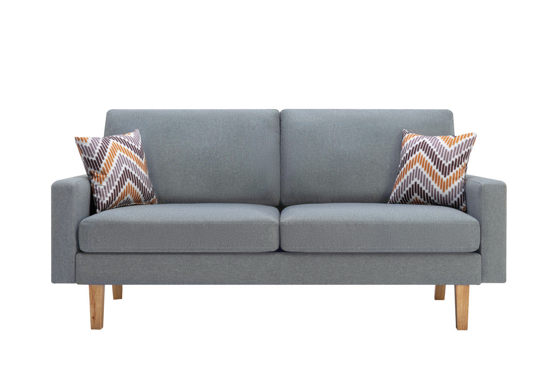 Bahamas Gray Linen Sofa with 2 Throw Pillows