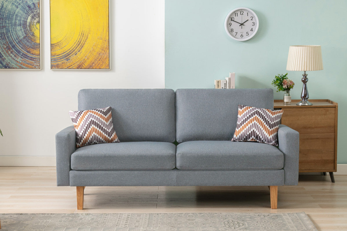 Bahamas Gray Linen Sofa with 2 Throw Pillows