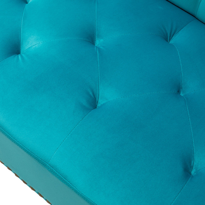 Lilola Home Piper Light Blue Velvet Sofa Bed with Ottoman and 2 Accent Pillows