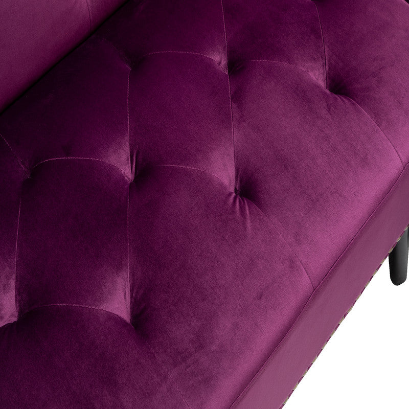 Lilola Home Piper Purple Velvet Sofa Bed with Ottoman and 2 Accent Pillows