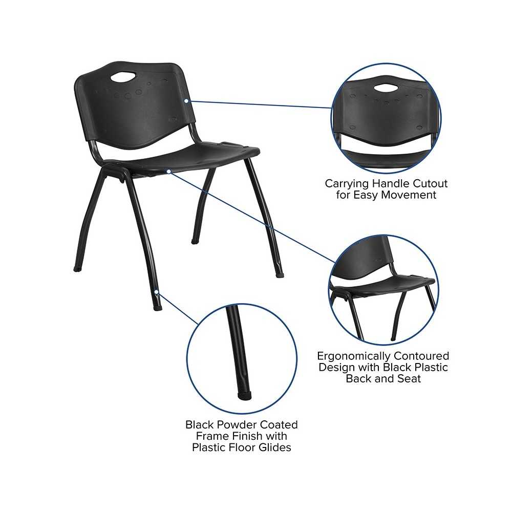 880 lb. Capacity Black Plastic Stack Chair