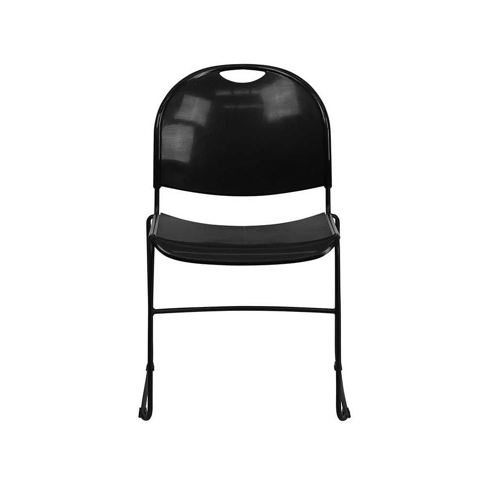 880 lb. Capacity Black Ultra-Compact Stack Chair with Black Powder Coated Frame