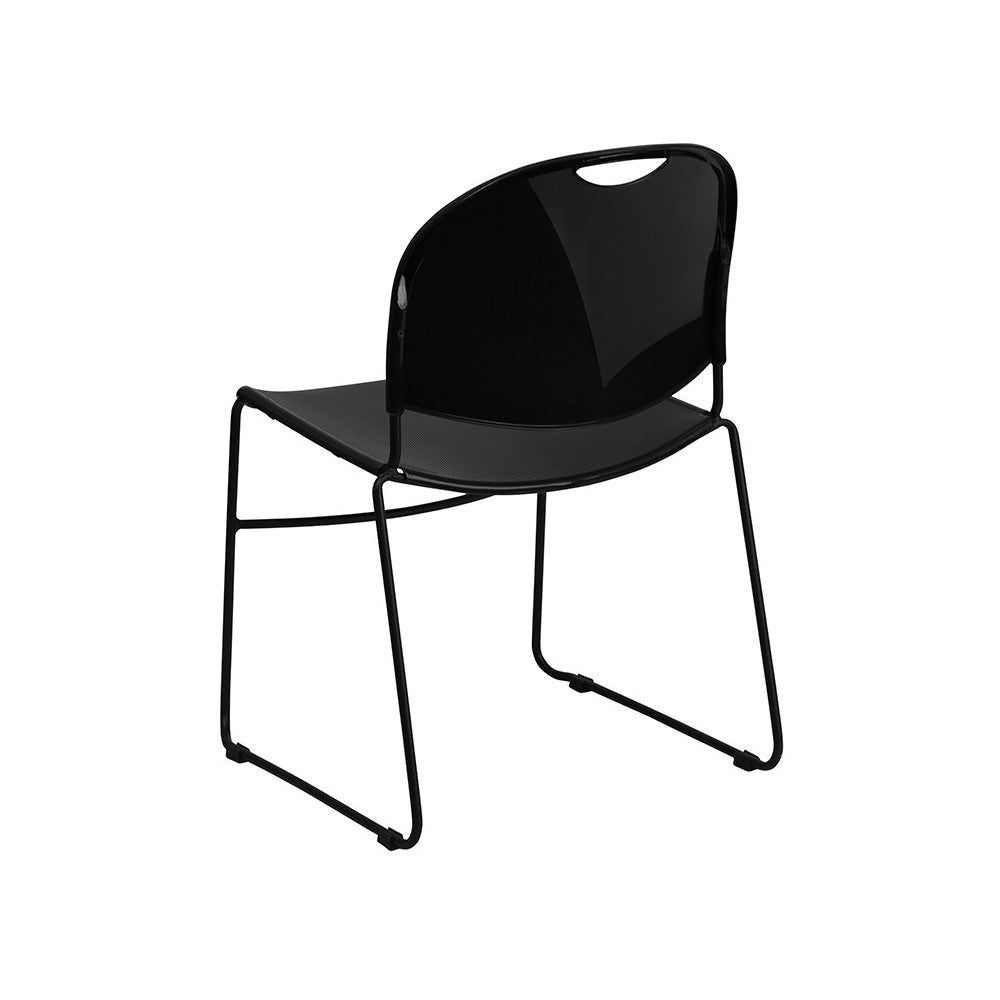 880 lb. Capacity Black Ultra-Compact Stack Chair with Black Powder Coated Frame