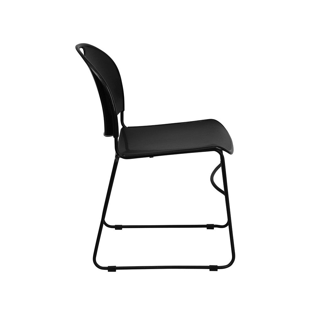 880 lb. Capacity Black Ultra-Compact Stack Chair with Black Powder Coated Frame