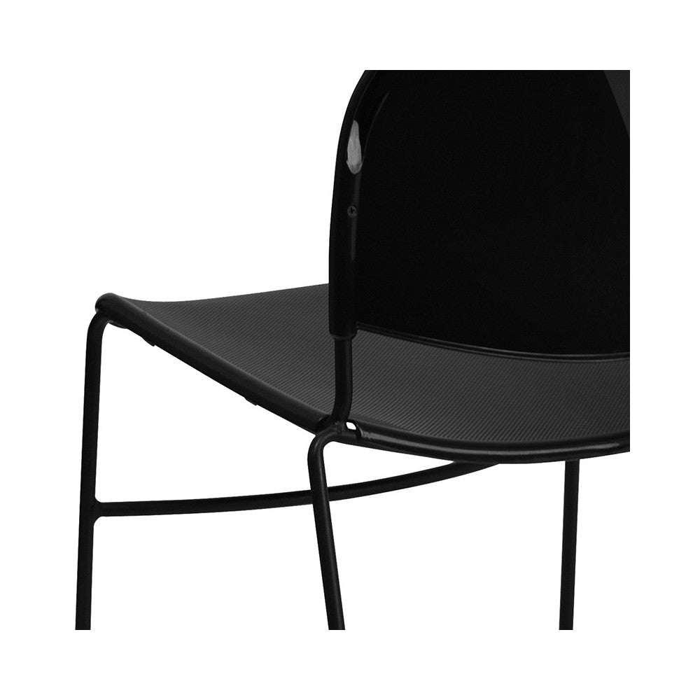880 lb. Capacity Black Ultra-Compact Stack Chair with Black Powder Coated Frame