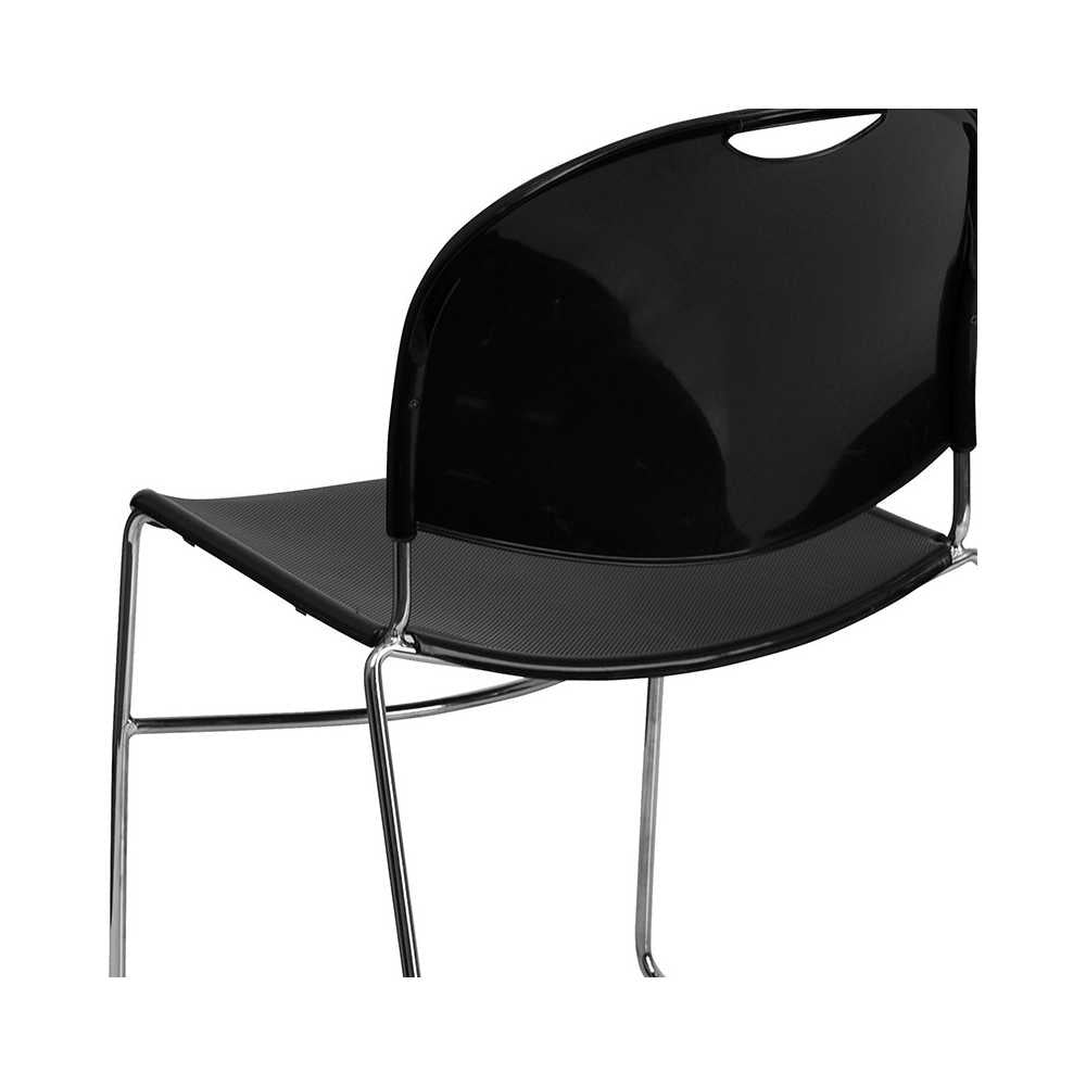 880 lb. Capacity Black Ultra-Compact Stack Chair with Chrome Frame