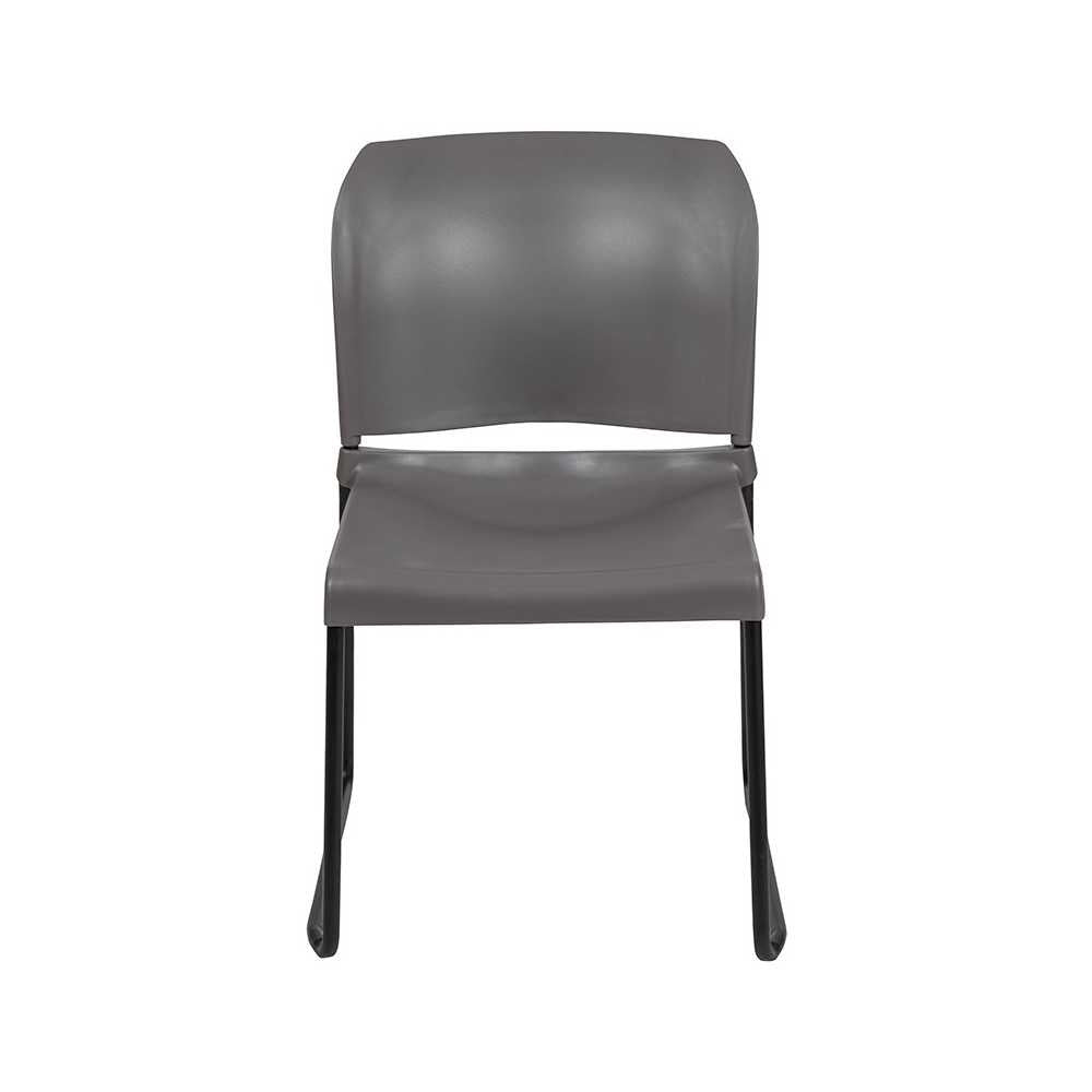 880 lb. Capacity Gray Full Back Contoured Stack Chair with Black Powder Coated Sled Base