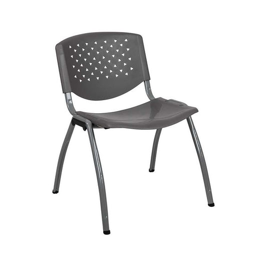 880 lb. Capacity Gray Plastic Stack Chair with Titanium Gray Powder Coated Frame