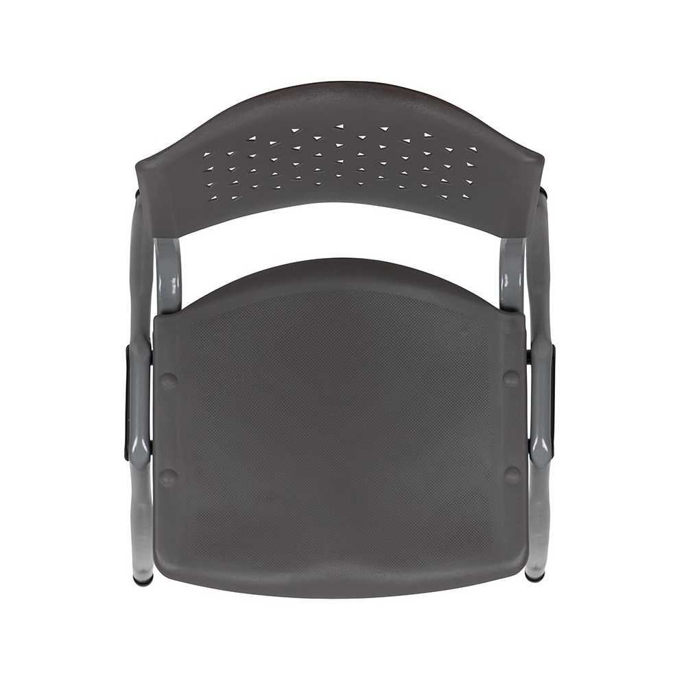 880 lb. Capacity Gray Plastic Stack Chair with Titanium Gray Powder Coated Frame