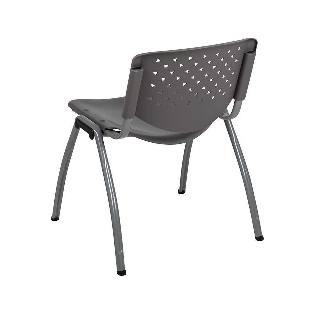 880 lb. Capacity Gray Plastic Stack Chair with Titanium Gray Powder Coated Frame