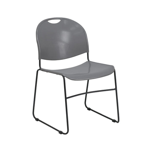 880 lb. Capacity Gray Ultra-Compact Stack Chair with Black Powder Coated Frame