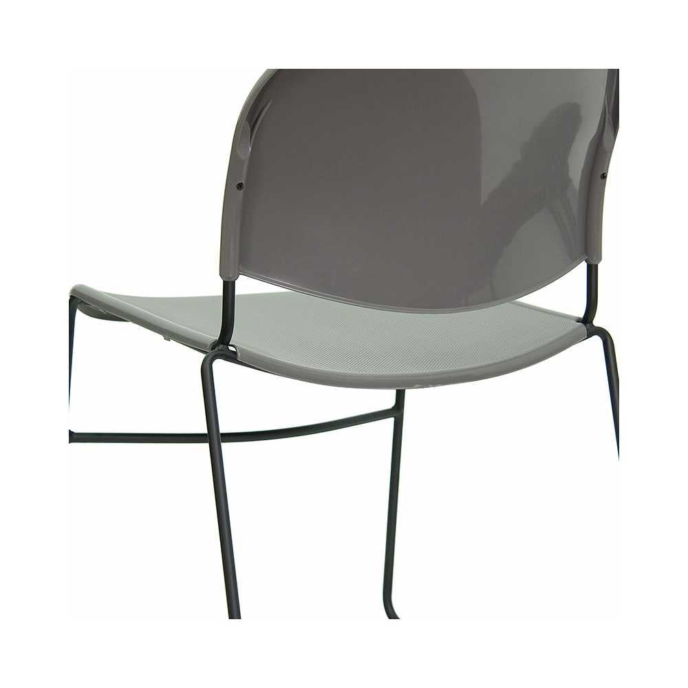 880 lb. Capacity Gray Ultra-Compact Stack Chair with Black Powder Coated Frame