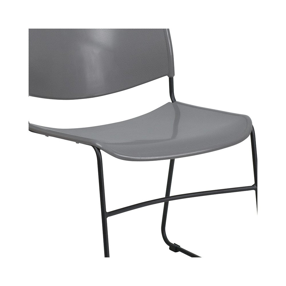 880 lb. Capacity Gray Ultra-Compact Stack Chair with Black Powder Coated Frame