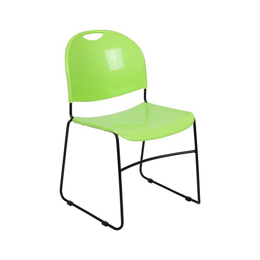 880 lb. Capacity Green Ultra-Compact Stack Chair with Black Powder Coated Frame