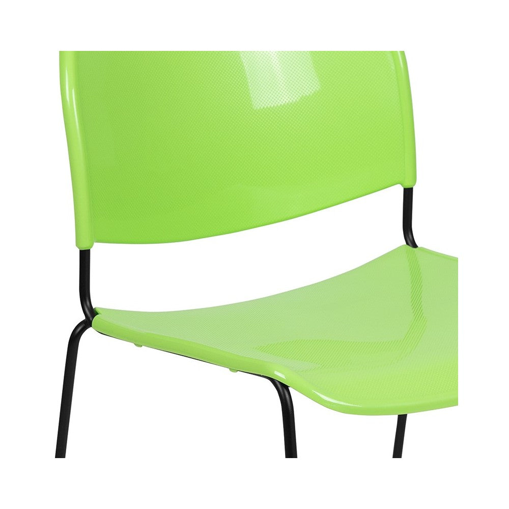 880 lb. Capacity Green Ultra-Compact Stack Chair with Black Powder Coated Frame