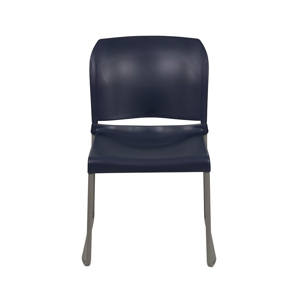 880 lb. Capacity Navy Full Back Contoured Stack Chair with Gray Powder Coated Sled Base