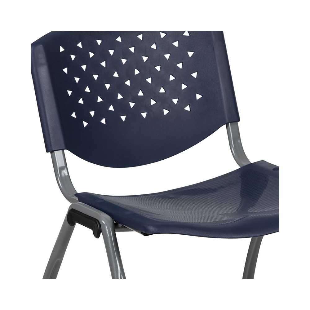 880 lb. Capacity Navy Plastic Stack Chair with Titanium Gray Powder Coated Frame