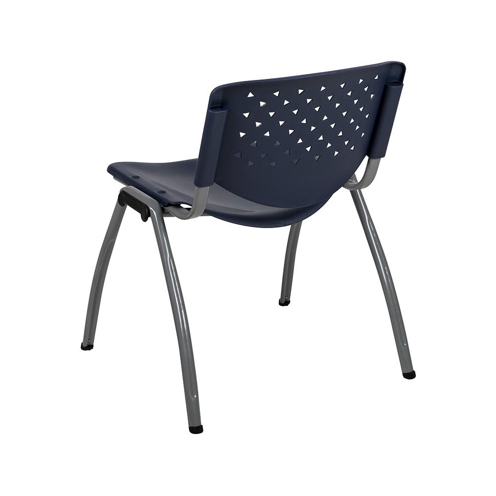 880 lb. Capacity Navy Plastic Stack Chair with Titanium Gray Powder Coated Frame