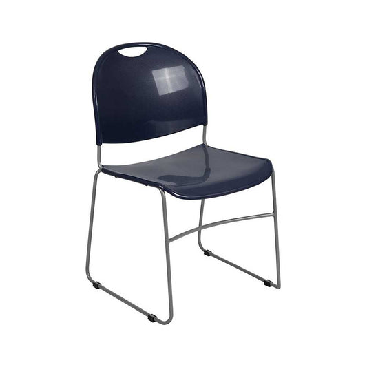 880 lb. Capacity Navy Ultra-Compact Stack Chair with Silver Powder Coated Frame
