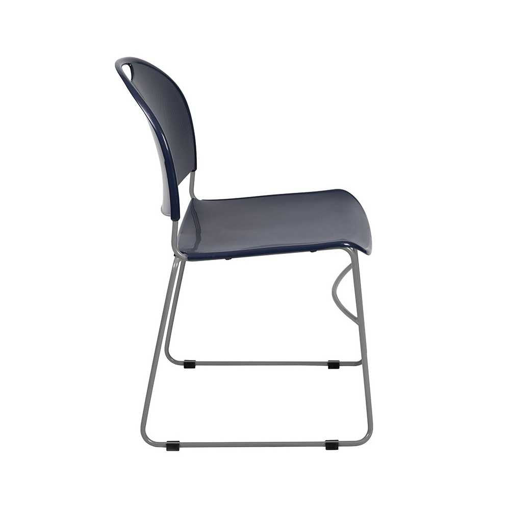 880 lb. Capacity Navy Ultra-Compact Stack Chair with Silver Powder Coated Frame