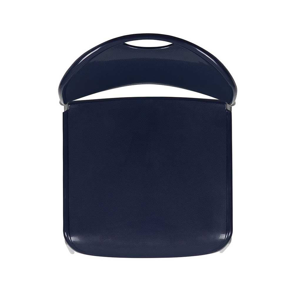 880 lb. Capacity Navy Ultra-Compact Stack Chair with Silver Powder Coated Frame