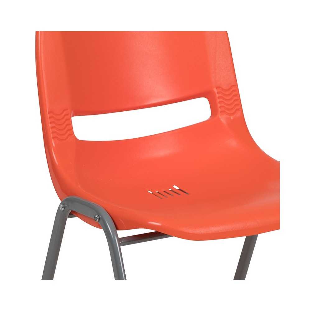 880 lb. Capacity Orange Ergonomic Shell Stack Chair with Gray Frame