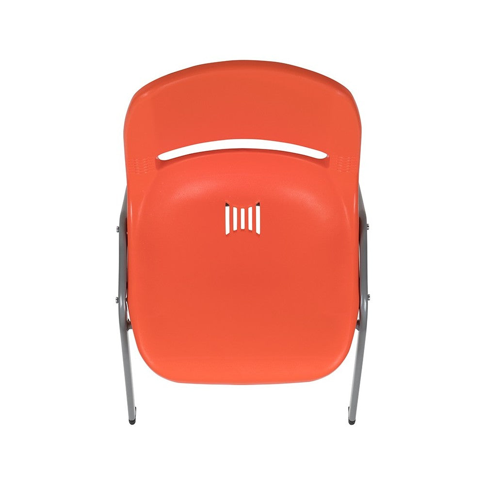 880 lb. Capacity Orange Ergonomic Shell Stack Chair with Gray Frame