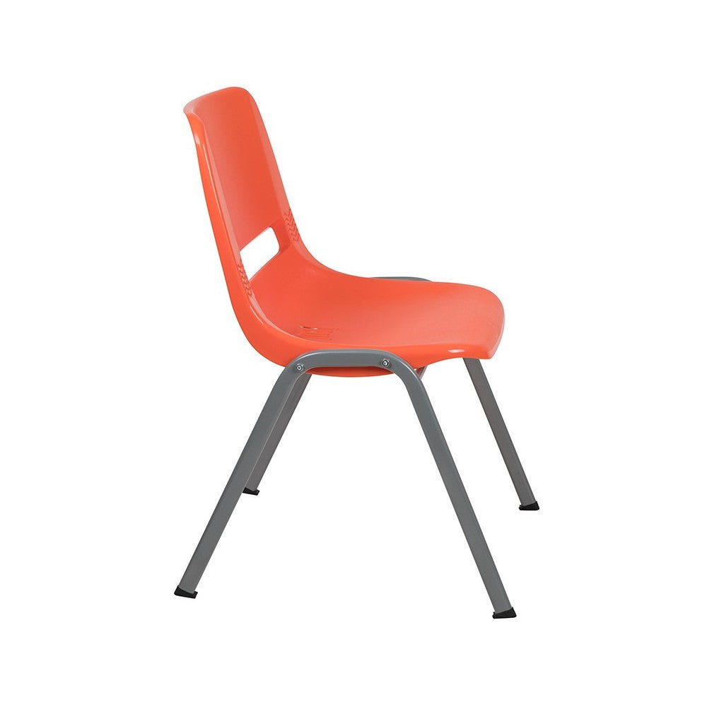 880 lb. Capacity Orange Ergonomic Shell Stack Chair with Gray Frame