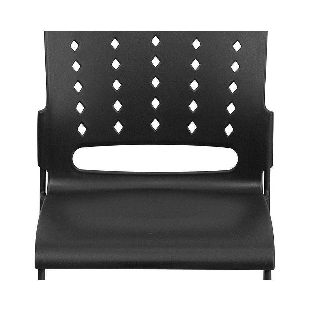 881 lb. Capacity Black Sled Base Stack Chair with Air-Vent Back