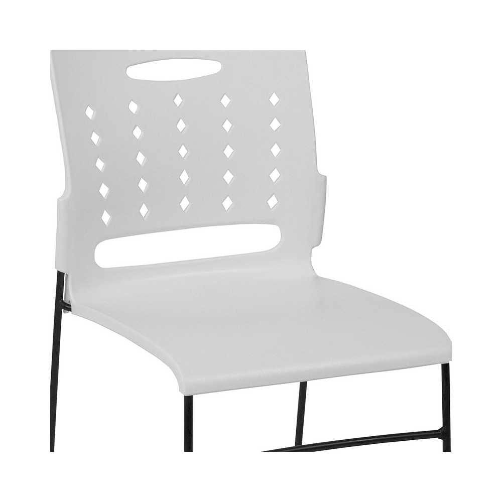 881 lb. Capacity White Sled Base Stack Chair with Air-Vent Back