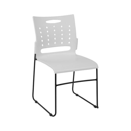 881 lb. Capacity White Sled Base Stack Chair with Air-Vent Back
