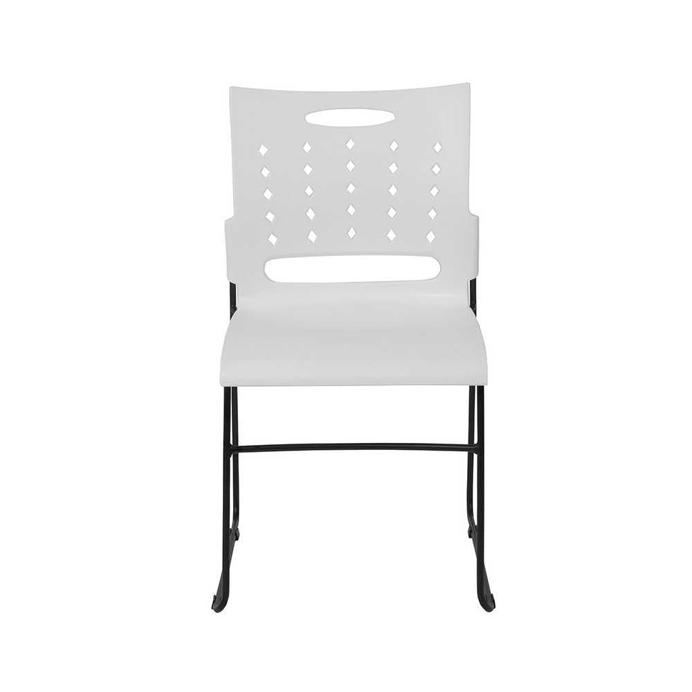 881 lb. Capacity White Sled Base Stack Chair with Air-Vent Back