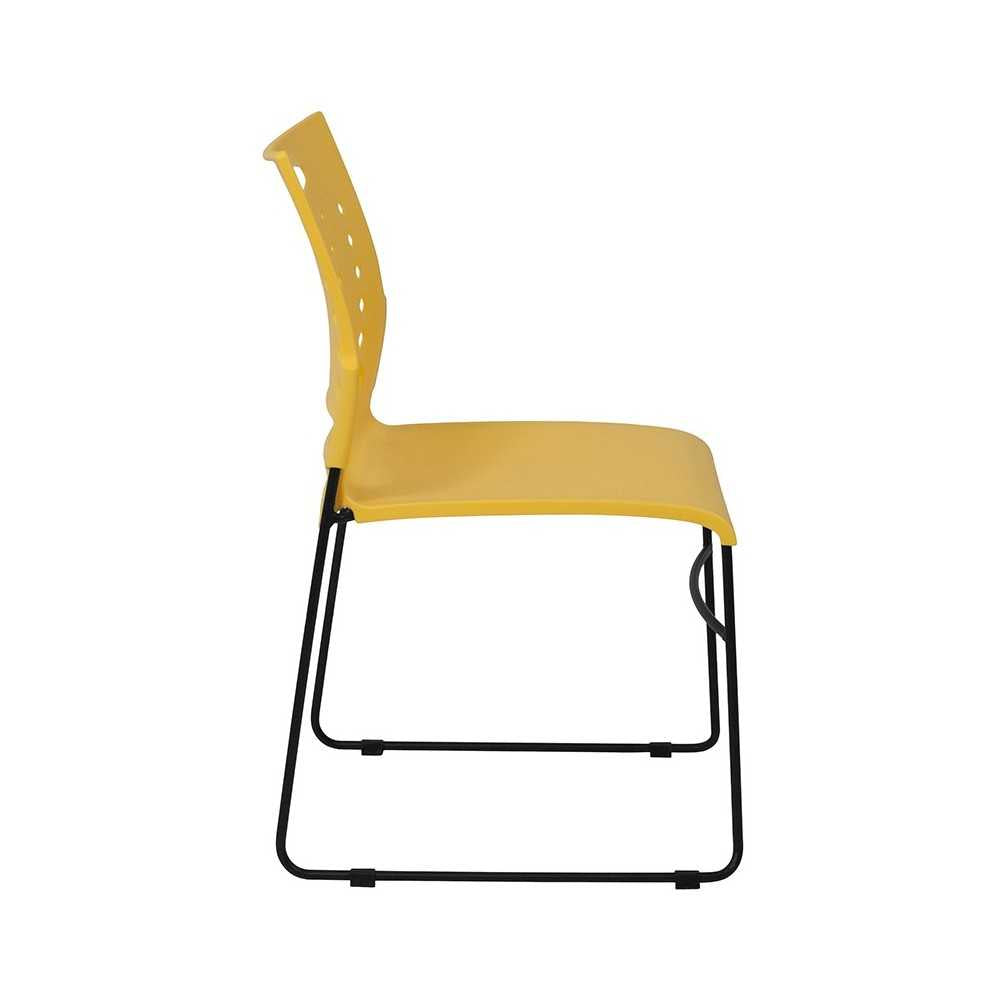 881 lb. Capacity Yellow Sled Base Stack Chair with Air-Vent Back