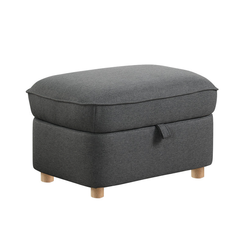 Huckleberry Dark Gray Linen Accent Chair Storage Ottoman and Folding Side Table