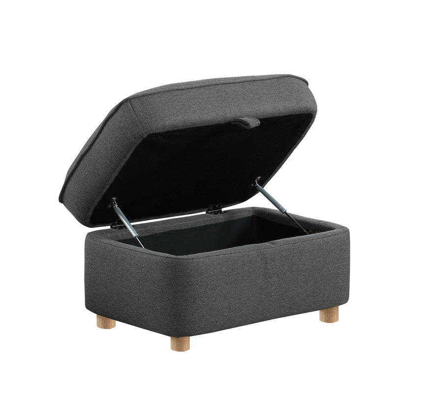 Huckleberry Dark Gray Linen Accent Chair Storage Ottoman and Folding Side Table
