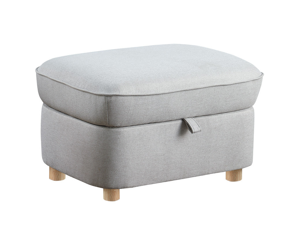 Huckleberry Light Gray Linen Accent Chair Storage Ottoman Folding Side Table