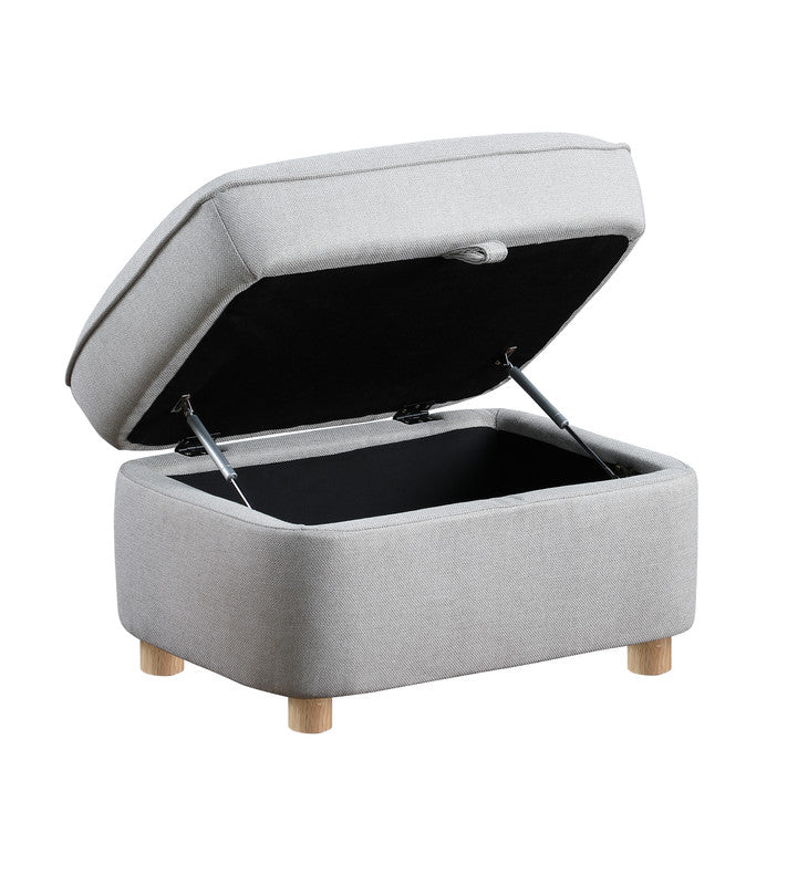 Huckleberry Light Gray Linen Accent Chair Storage Ottoman Folding Side Table