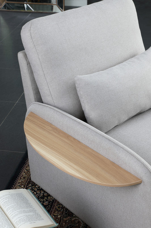 Huckleberry Light Gray Linen Accent Chair Storage Ottoman Folding Side Table
