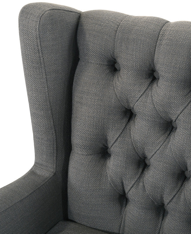 Irwin Gray Linen Button Tufted Wingback Chair