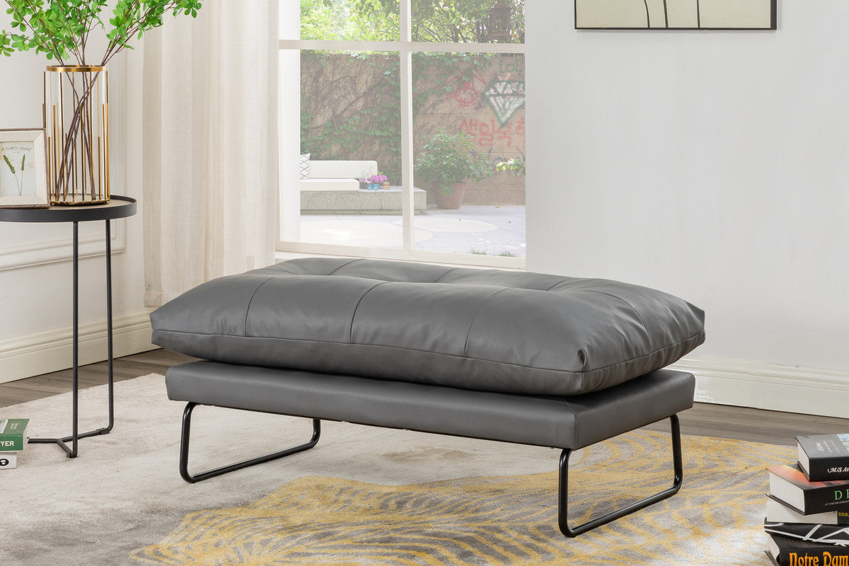 Karla Gray PU Leather Contemporary Ottoman