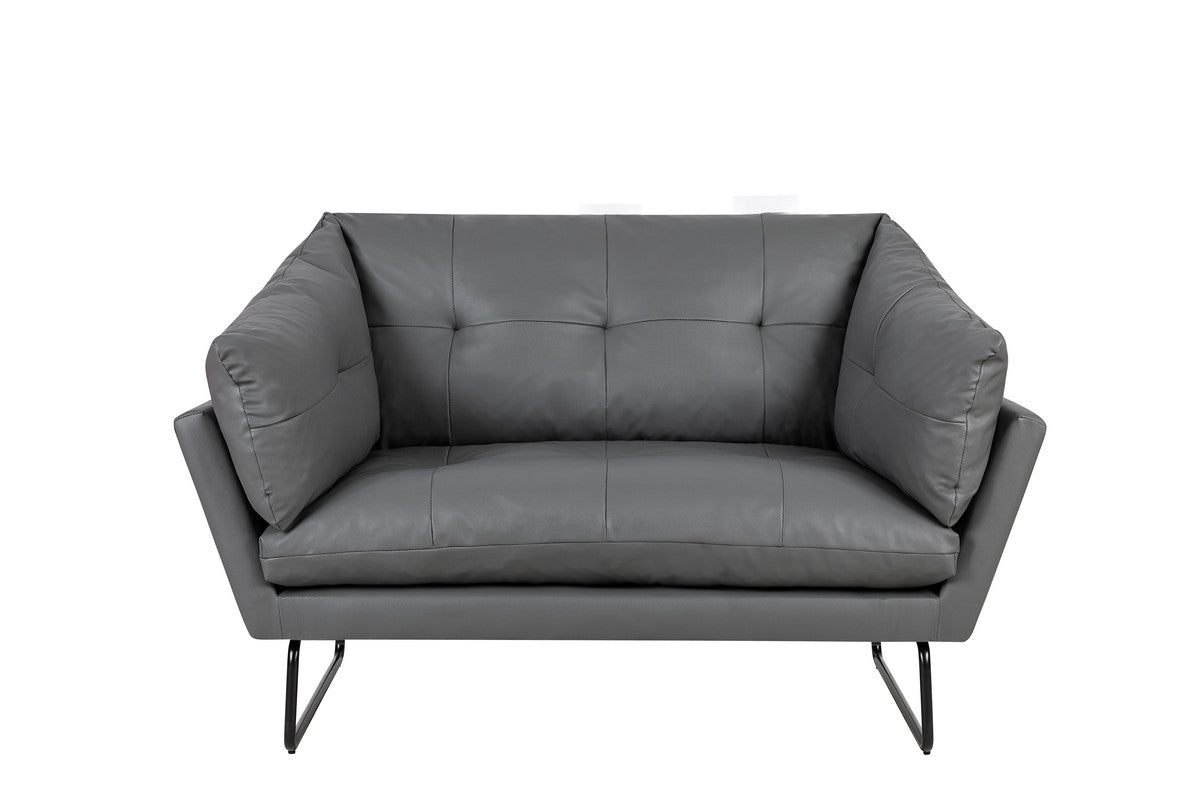 Karla Gray PU Leather Contemporary Loveseat and Ottoman