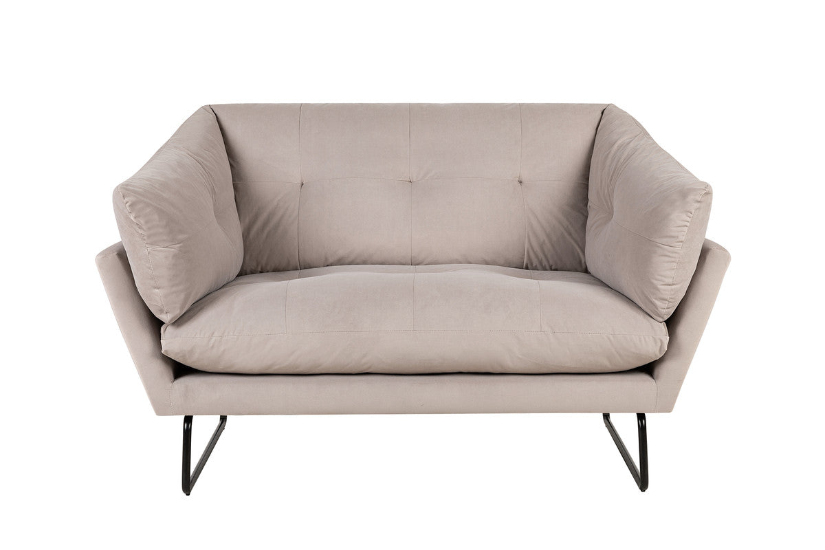 Karla Gray Velvet Contemporary Loveseat and Ottoman