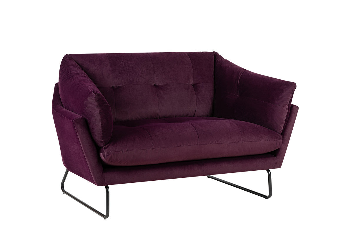 Karla Purple Velvet Contemporary Loveseat
