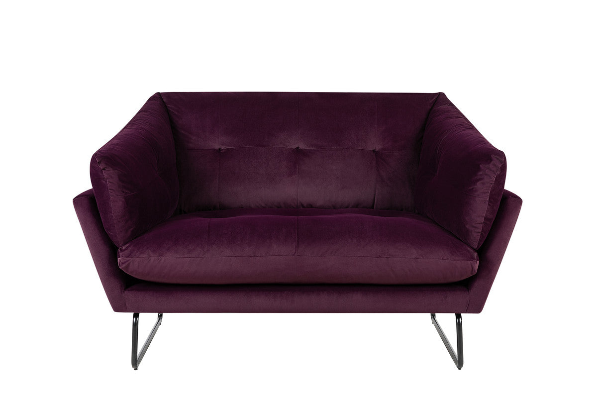 Karla Purple Velvet Contemporary Loveseat and Ottoman