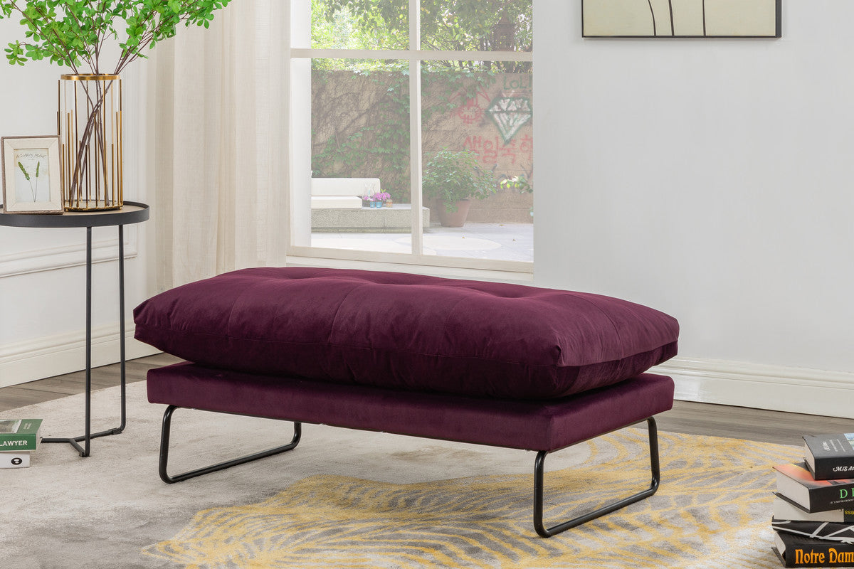 Karla Purple Velvet Contemporary Loveseat and Ottoman