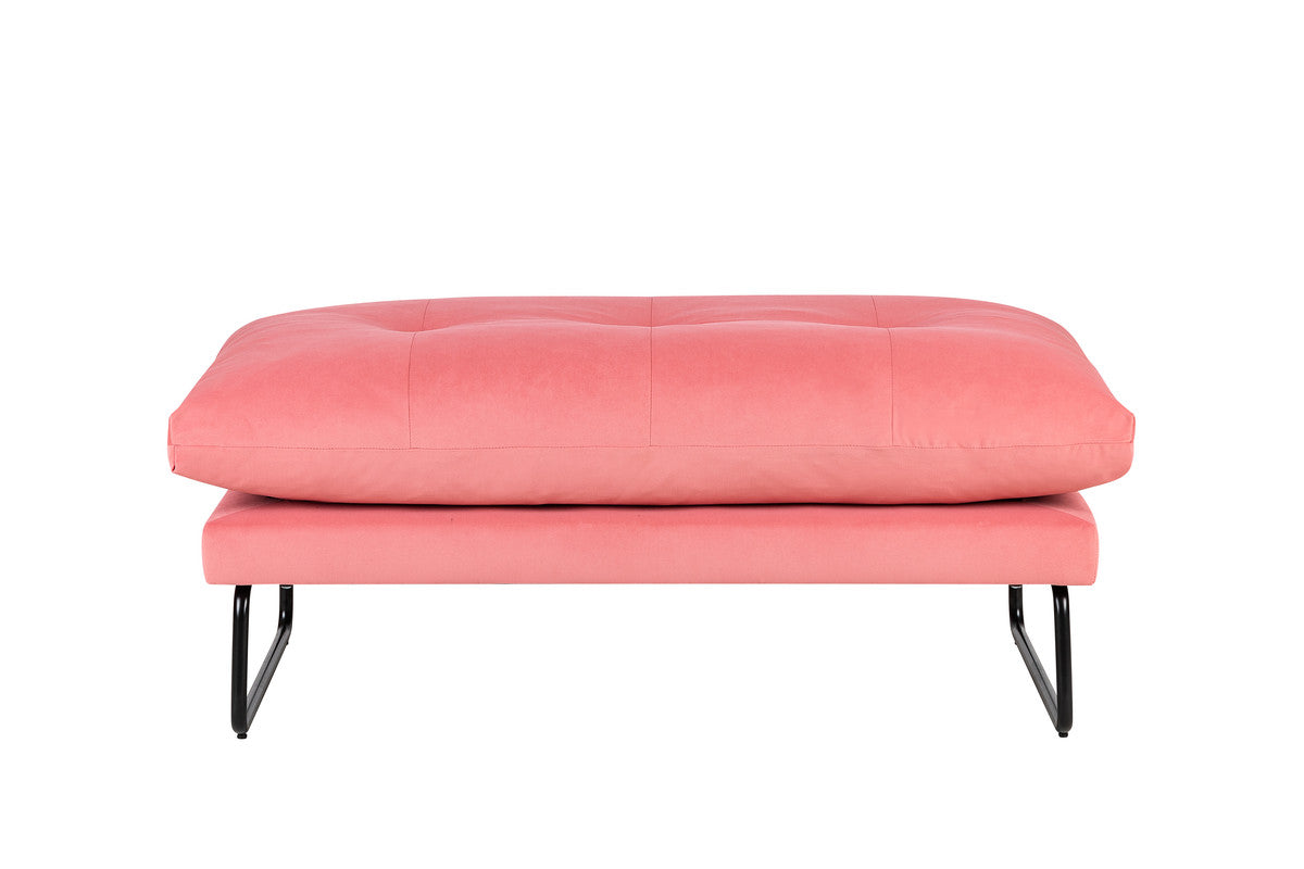 Karla Pink Velvet Contemporary Ottoman